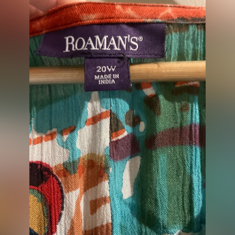 Sold• Roaman’s Art To Wear Button Down Blouse Women’s 20W Multi Print Colorful - Picture 3 of 7